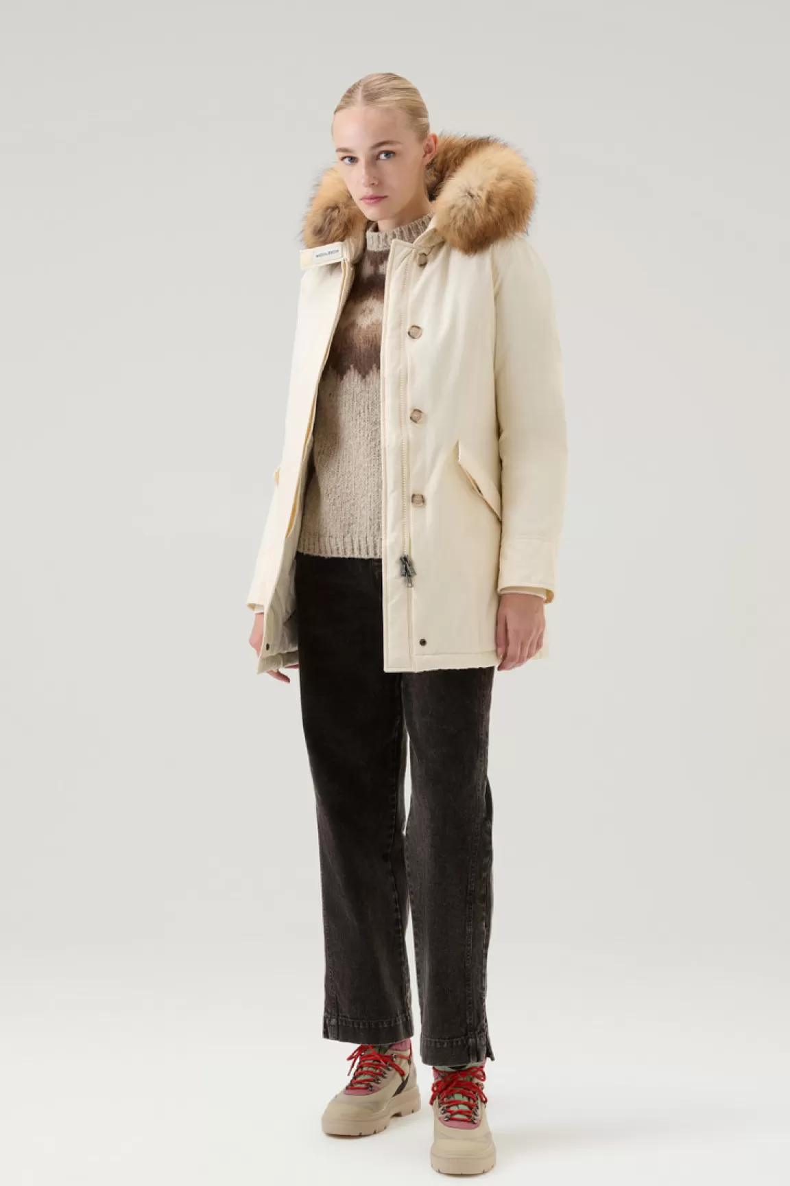 Donna Woolrich Parka>Arctic Parka In Ramar Cloth Con Pelliccia Removibile