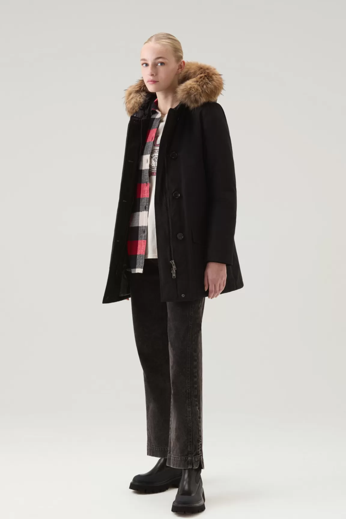 Donna Woolrich Parka>Arctic Parka In Ramar Cloth Con Quattro Tasche E Pelliccia Removibile
