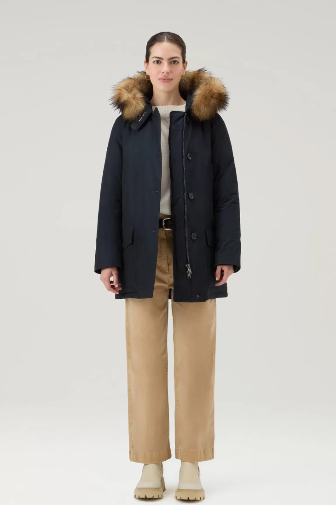 Donna Woolrich Parka>Arctic Parka In Ramar Cloth Con Quattro Tasche E Pelliccia Removibile