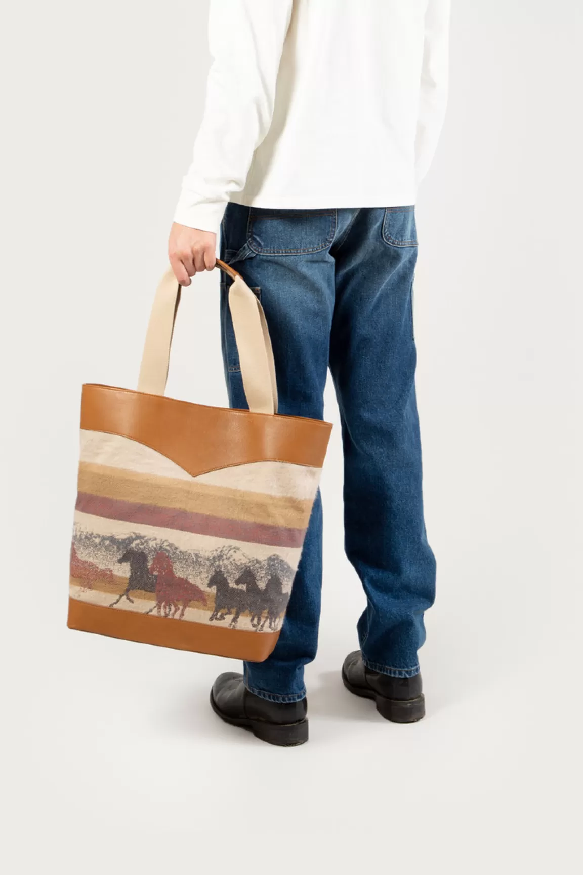 Uomo Woolrich One Of These Days / Woolrich>Borsa Tote In Puro Cotone Con Manici In Pelle - One Of These Days /