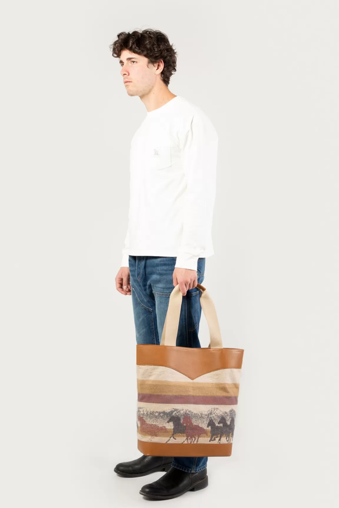 Uomo Woolrich One Of These Days / Woolrich>Borsa Tote In Puro Cotone Con Manici In Pelle - One Of These Days /
