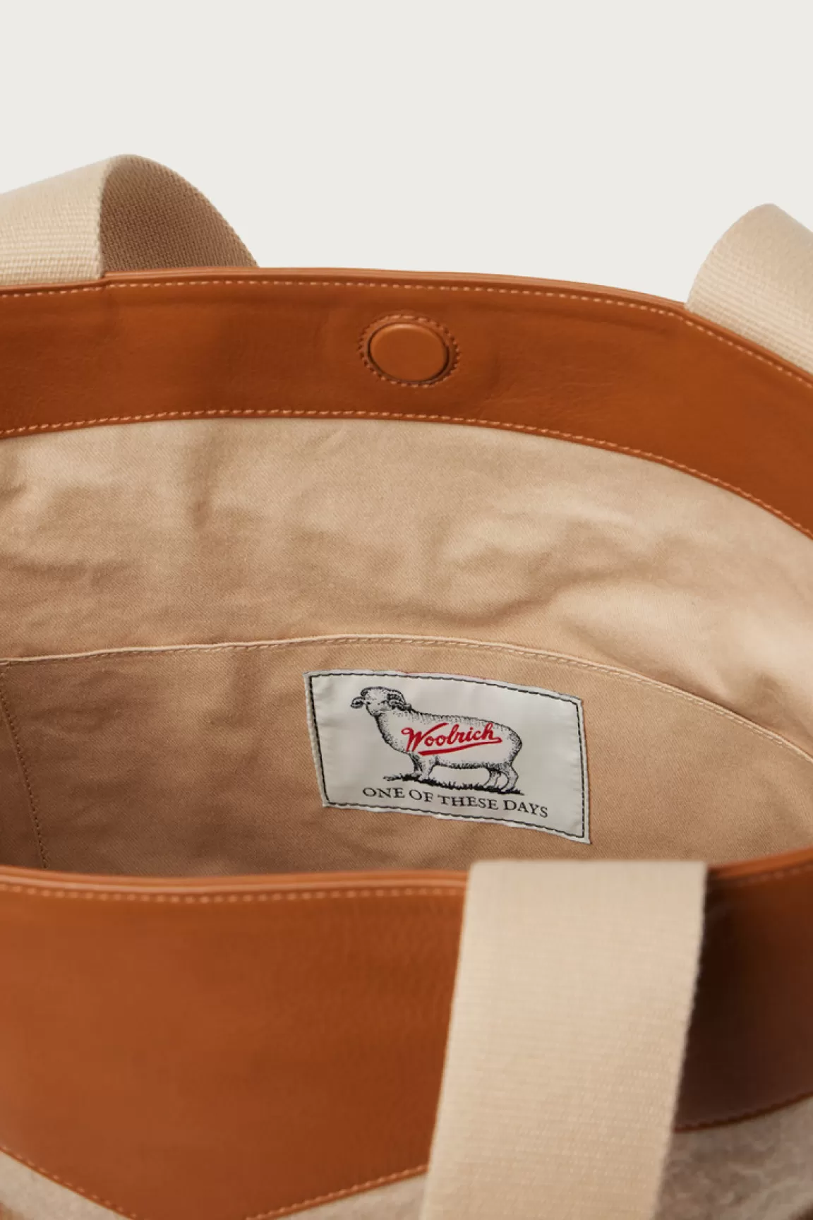 Uomo Woolrich One Of These Days / Woolrich>Borsa Tote In Puro Cotone Con Manici In Pelle - One Of These Days /