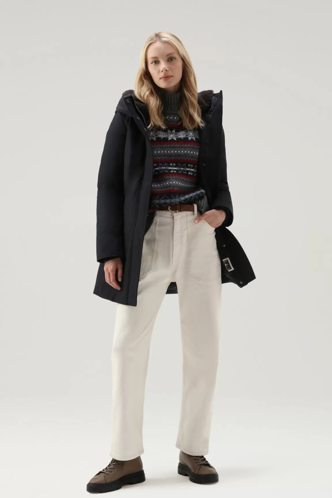 Donna Woolrich Parka>Boulder Parka In Ramar Cloth Con Cappuccio E Collo Removibile In Pelliccia Sintetica