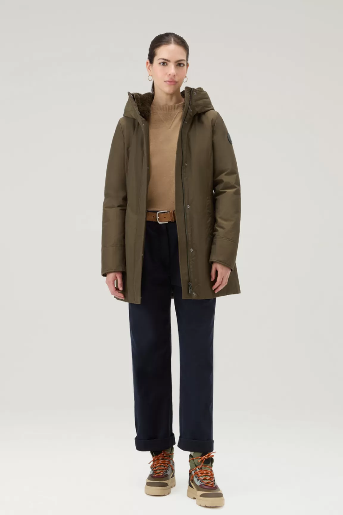Donna Woolrich Parka>Boulder Parka In Ramar Cloth Con Cappuccio E Collo Removibile In Pelliccia Sintetica