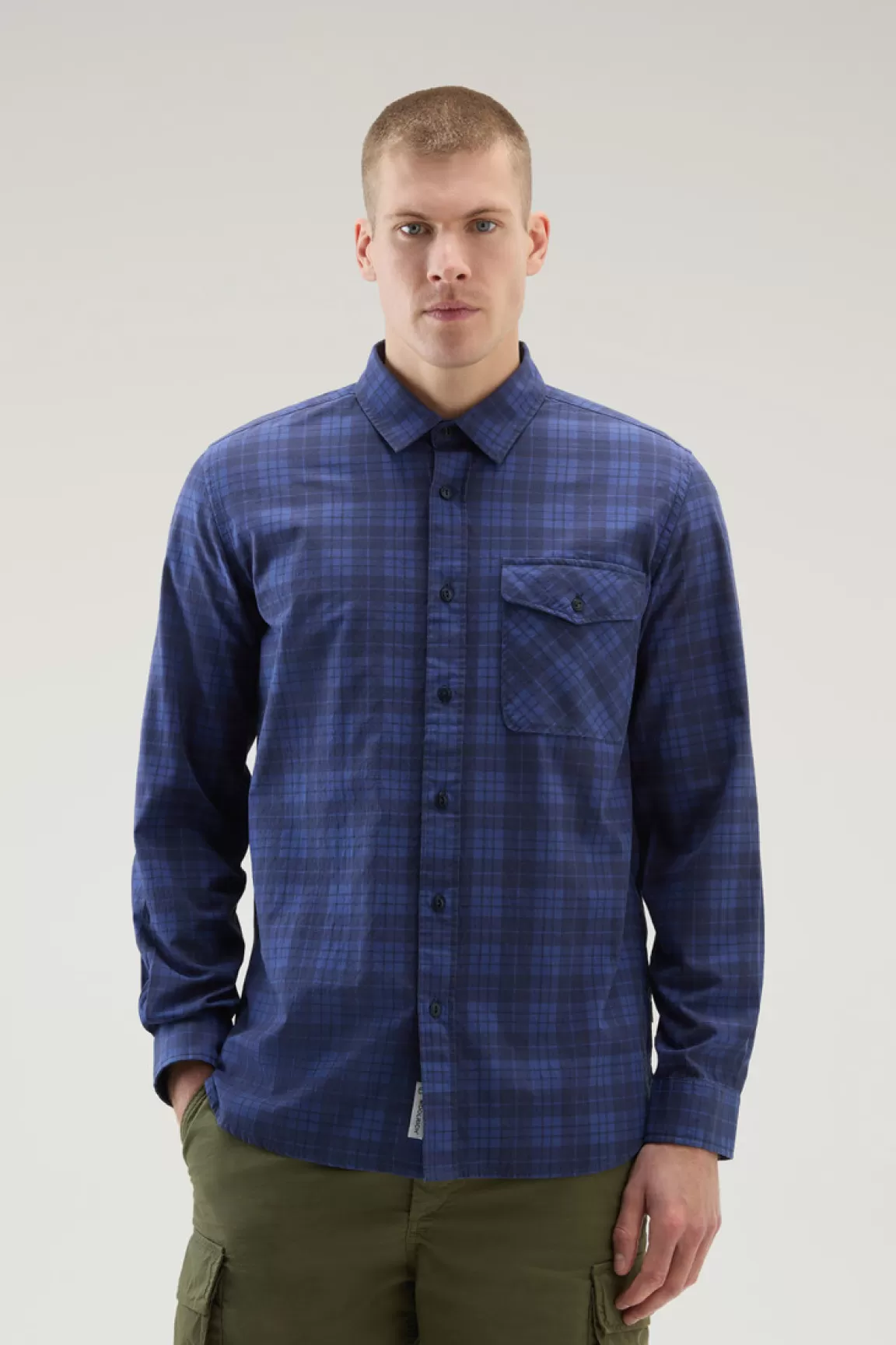 Uomo Woolrich Camicie>Camicia A Quadri In Puro Cotone Con Tasca Sul Petto