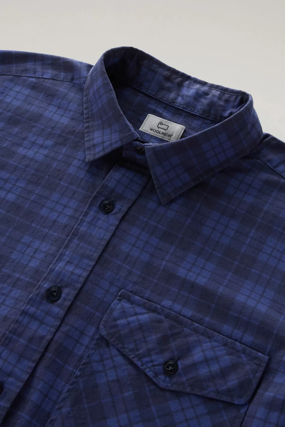 Uomo Woolrich Camicie>Camicia A Quadri In Puro Cotone Con Tasca Sul Petto