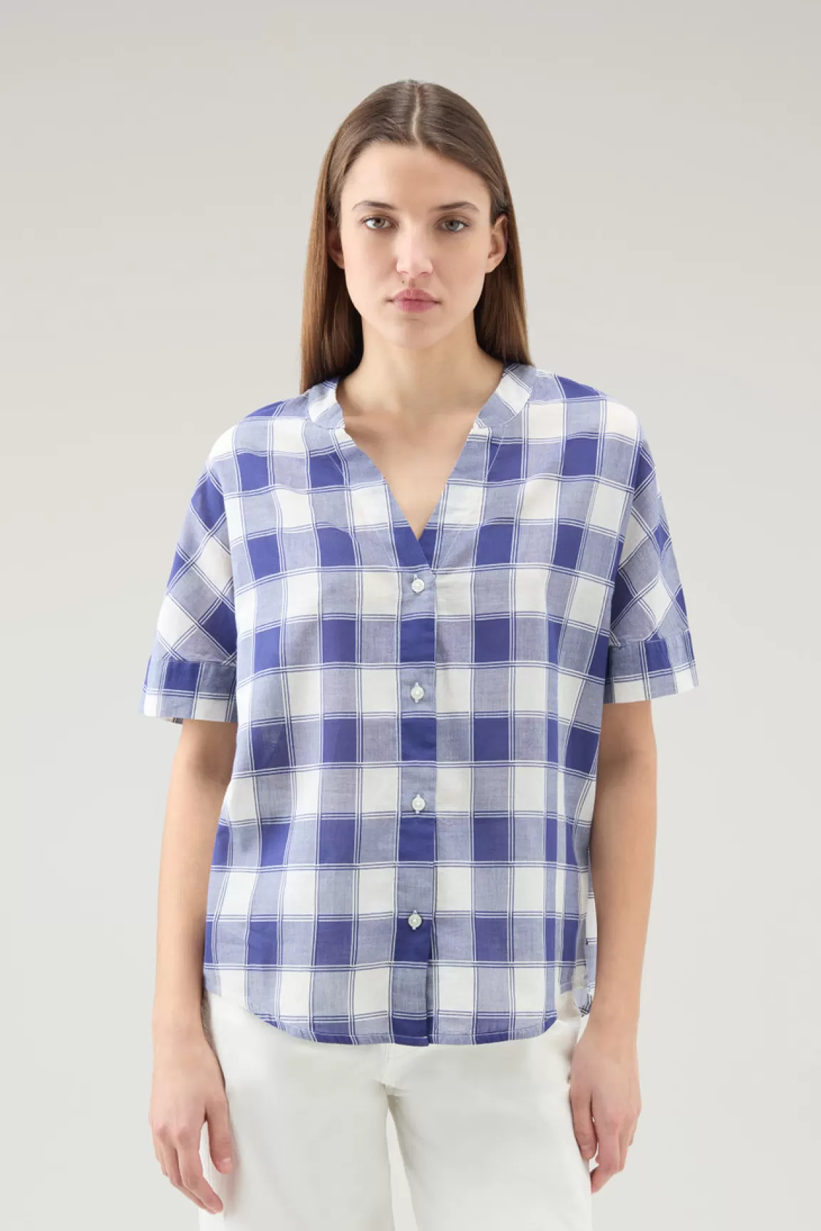 Donna Woolrich Camicie e giacche a camicia>Camicia A Quadri In Voile Di Puro Cotone