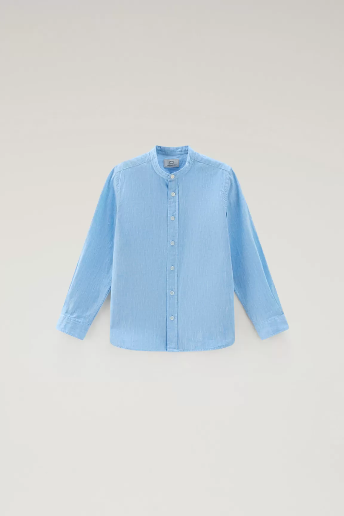 Bambino Woolrich Abbigliamento>Camicia Alla Coreana Da Bambino In Misto Lino E Cotone