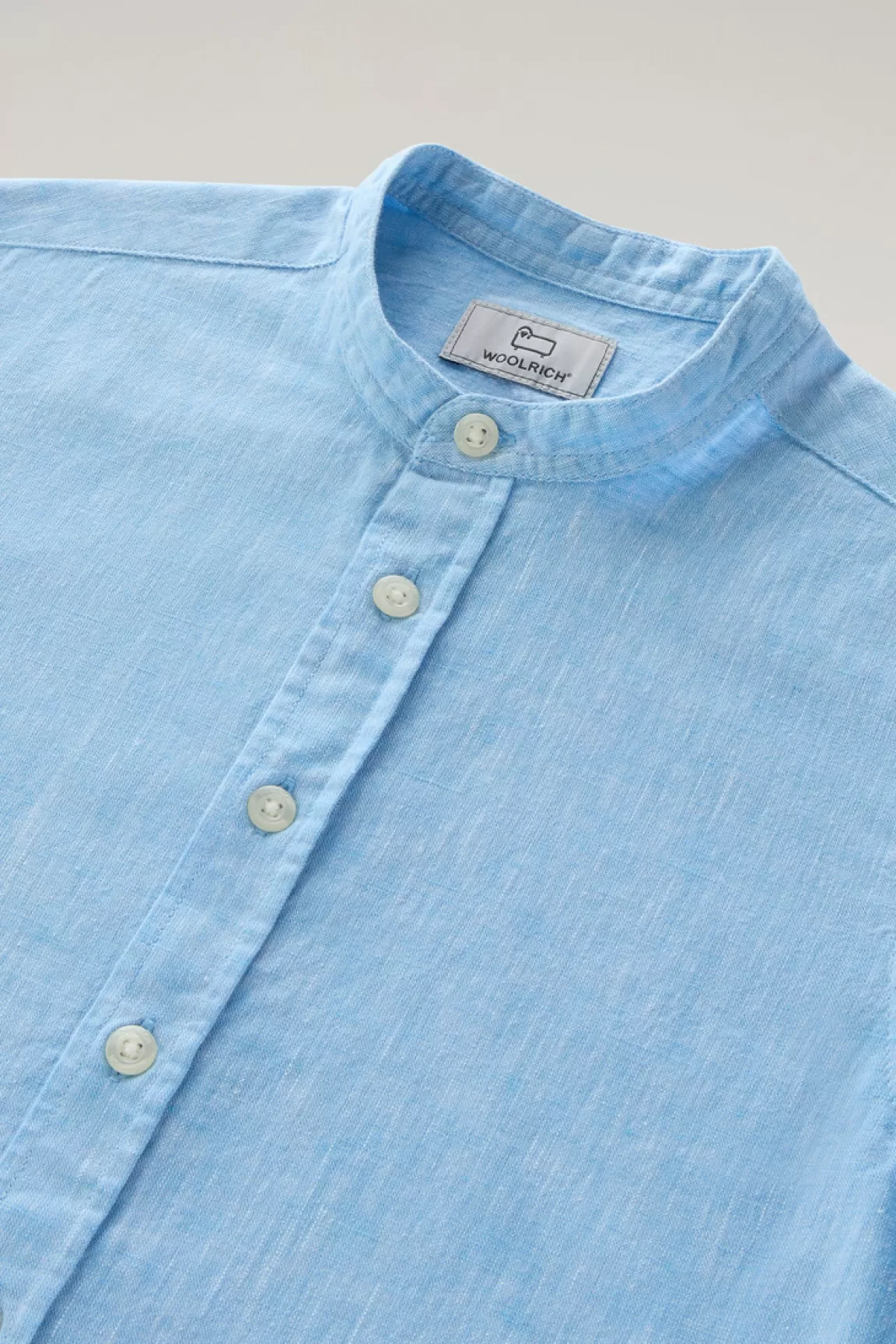 Bambino Woolrich Abbigliamento>Camicia Alla Coreana Da Bambino In Misto Lino E Cotone