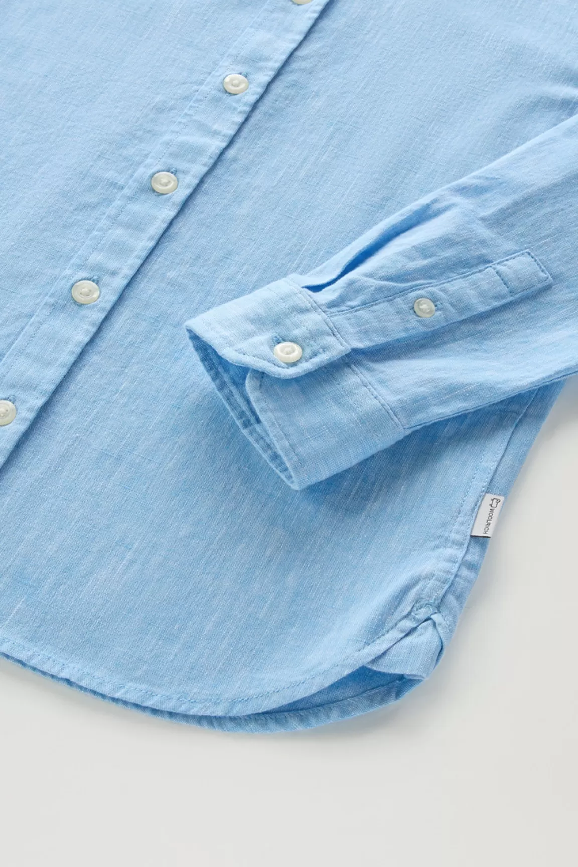 Bambino Woolrich Abbigliamento>Camicia Alla Coreana Da Bambino In Misto Lino E Cotone