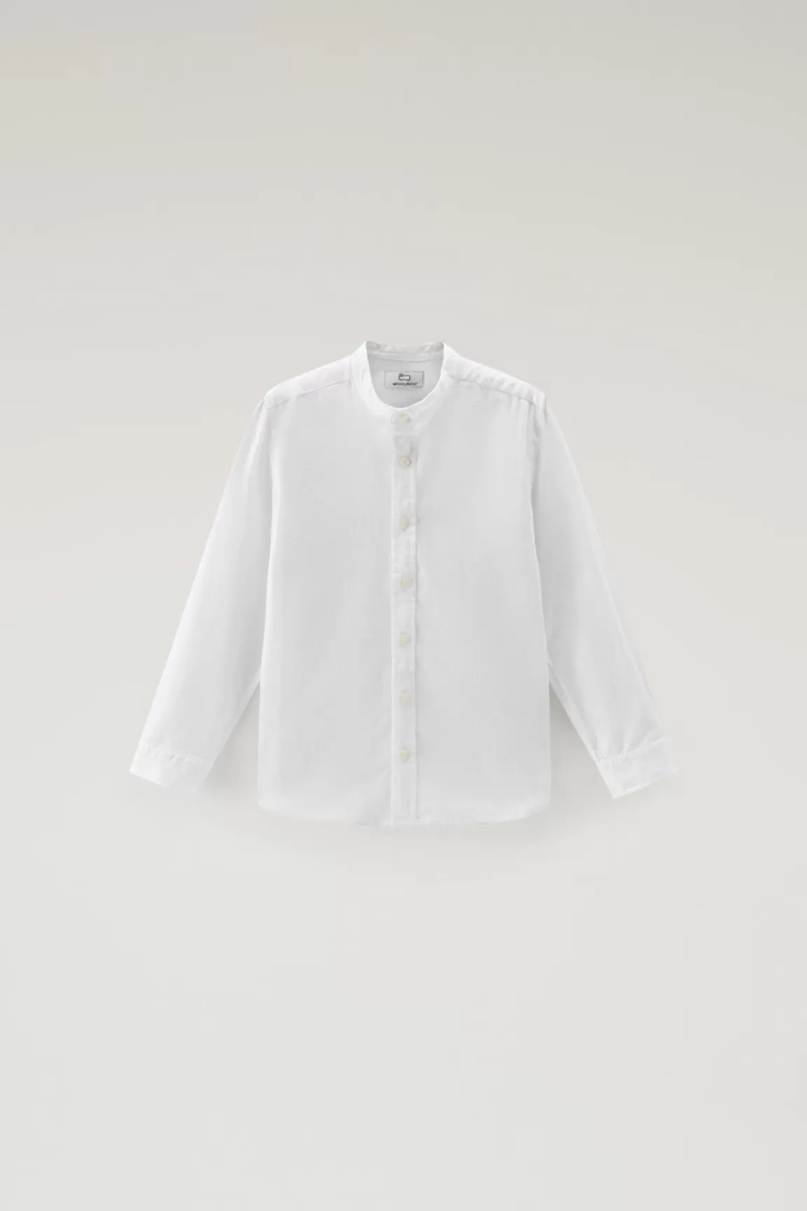 Bambino Woolrich Abbigliamento>Camicia Alla Coreana Da Bambino In Misto Lino E Cotone