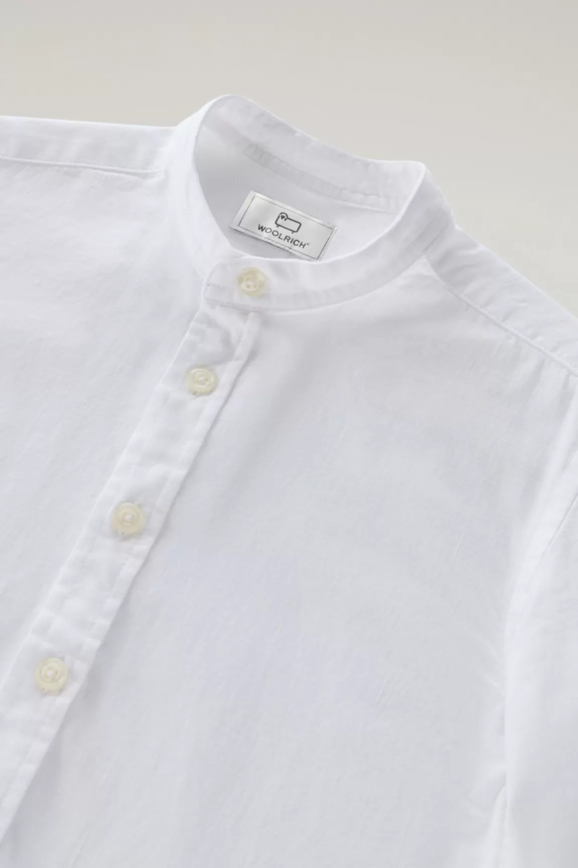Bambino Woolrich Abbigliamento>Camicia Alla Coreana Da Bambino In Misto Lino E Cotone