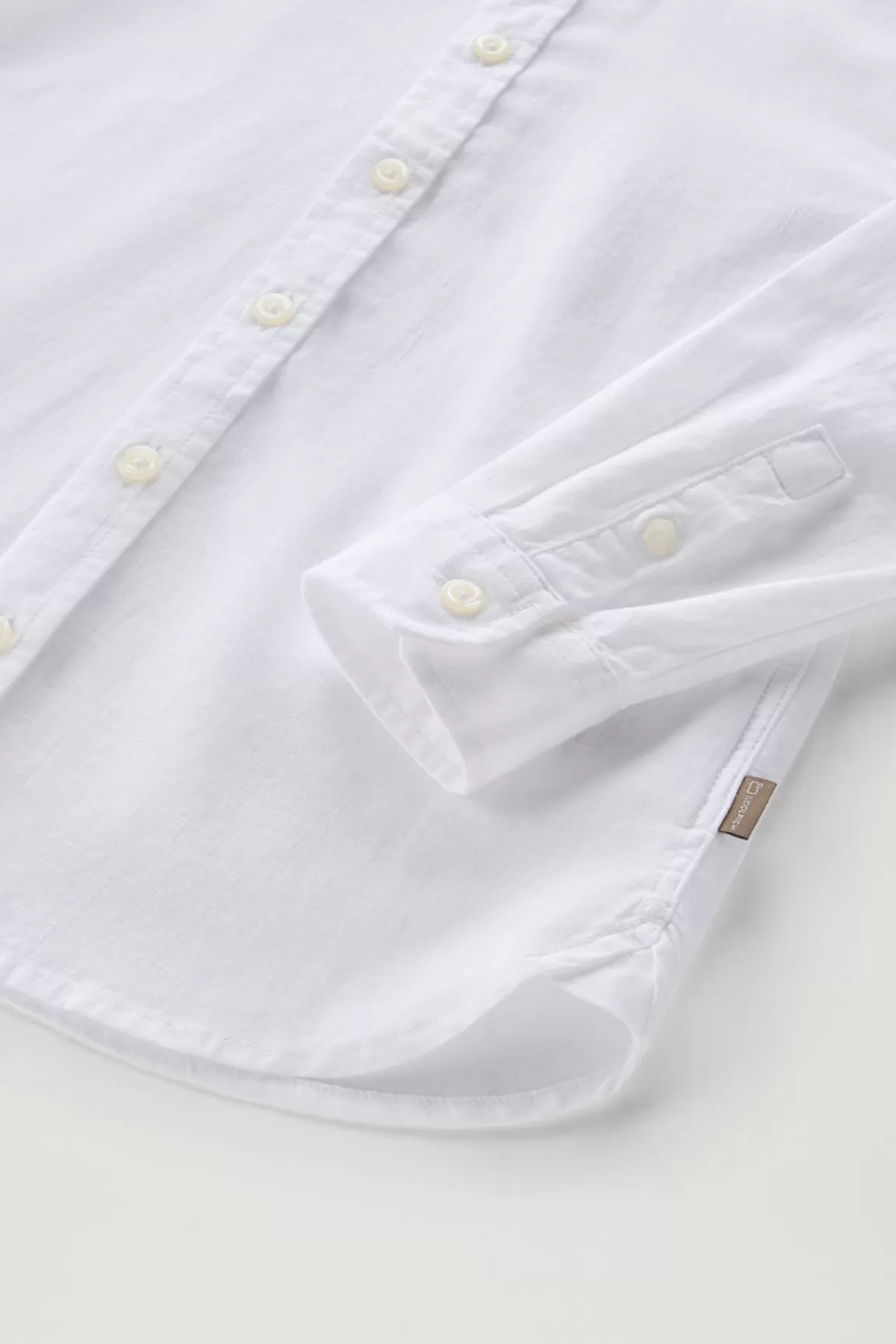 Bambino Woolrich Abbigliamento>Camicia Alla Coreana Da Bambino In Misto Lino E Cotone