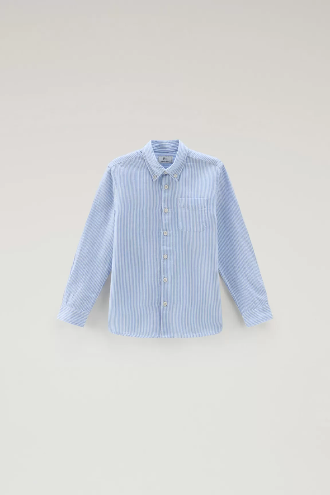 Bambino Woolrich Abbigliamento>Camicia Da Bambino In Misto Lino E Cotone A Righe