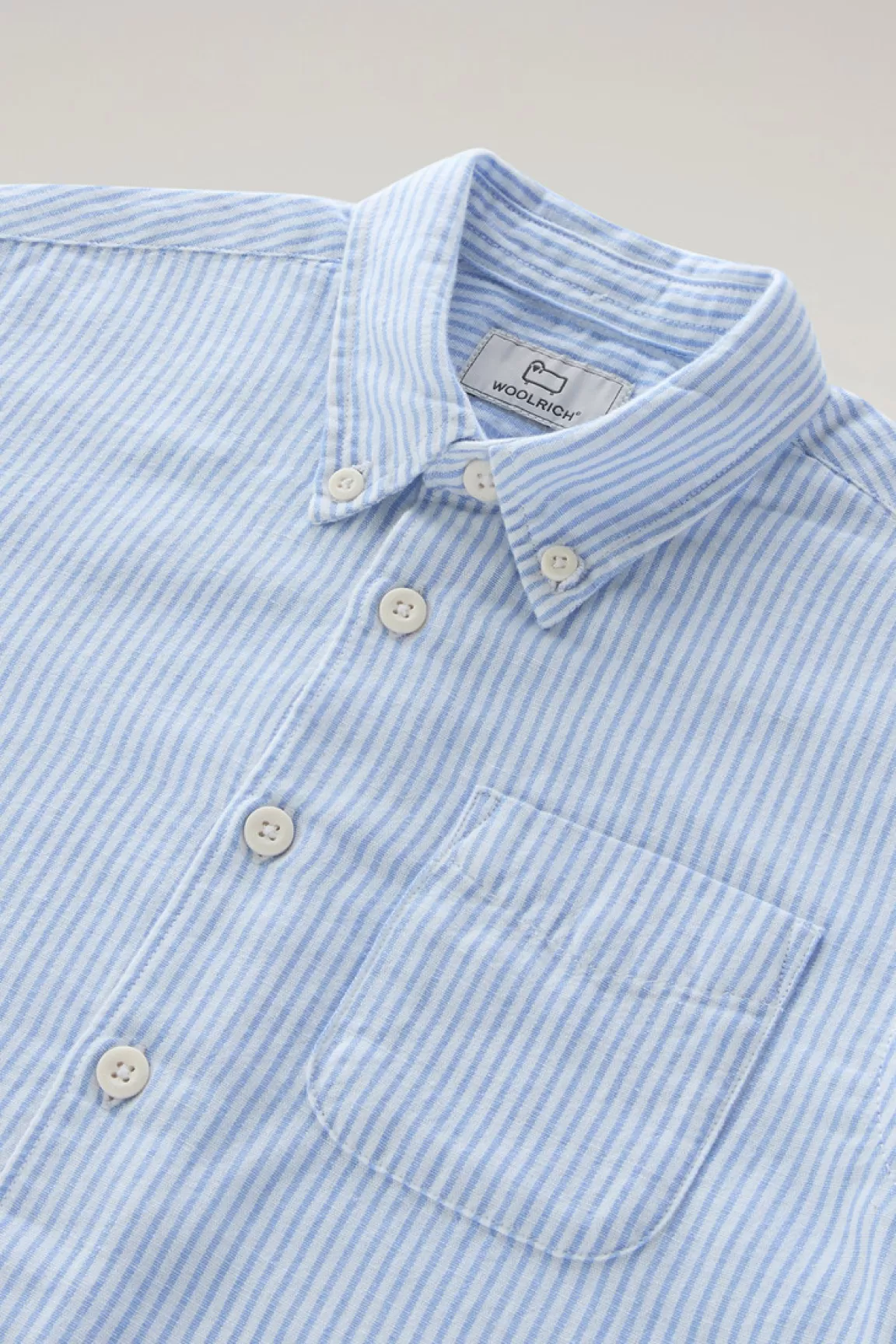 Bambino Woolrich Abbigliamento>Camicia Da Bambino In Misto Lino E Cotone A Righe