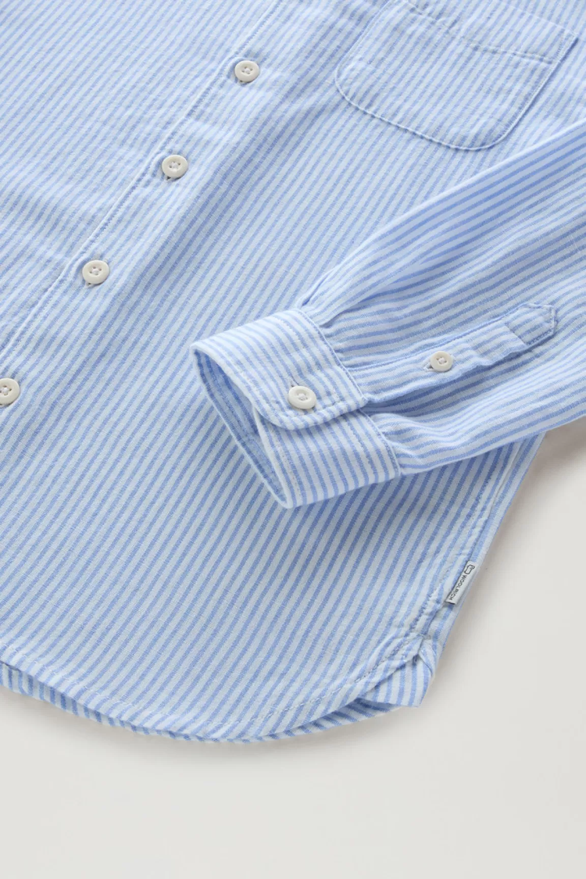 Bambino Woolrich Abbigliamento>Camicia Da Bambino In Misto Lino E Cotone A Righe