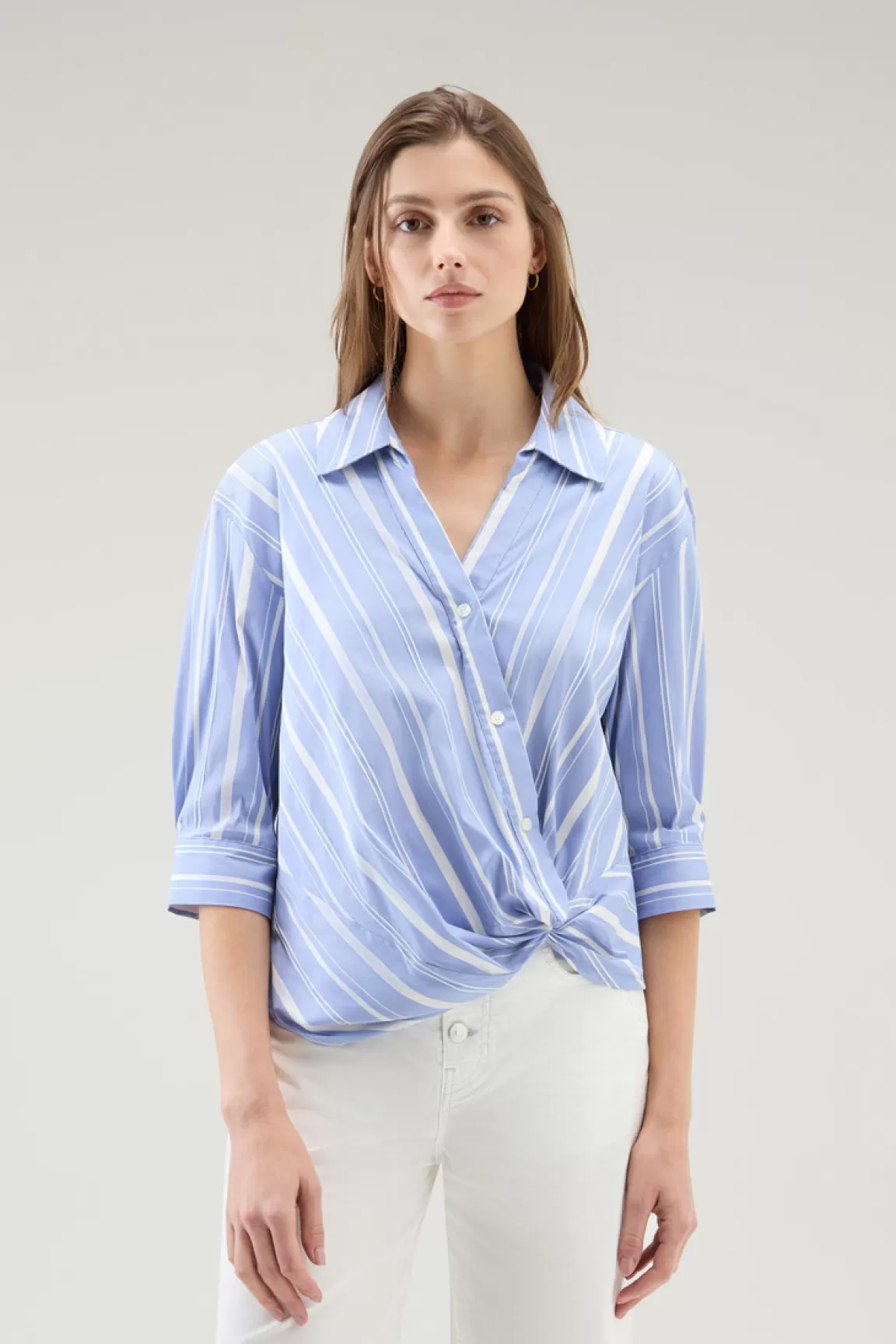 Donna Woolrich Camicie e giacche a camicia>Camicia In Popeline Di Misto Cotone A Righe