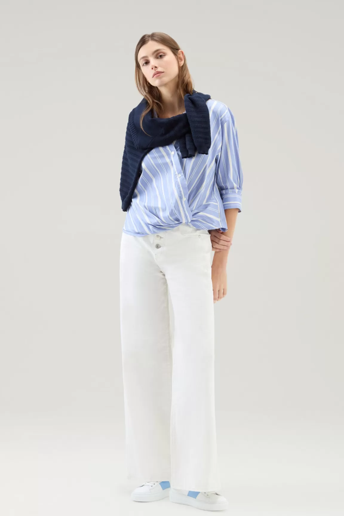 Donna Woolrich Camicie e giacche a camicia>Camicia In Popeline Di Misto Cotone A Righe