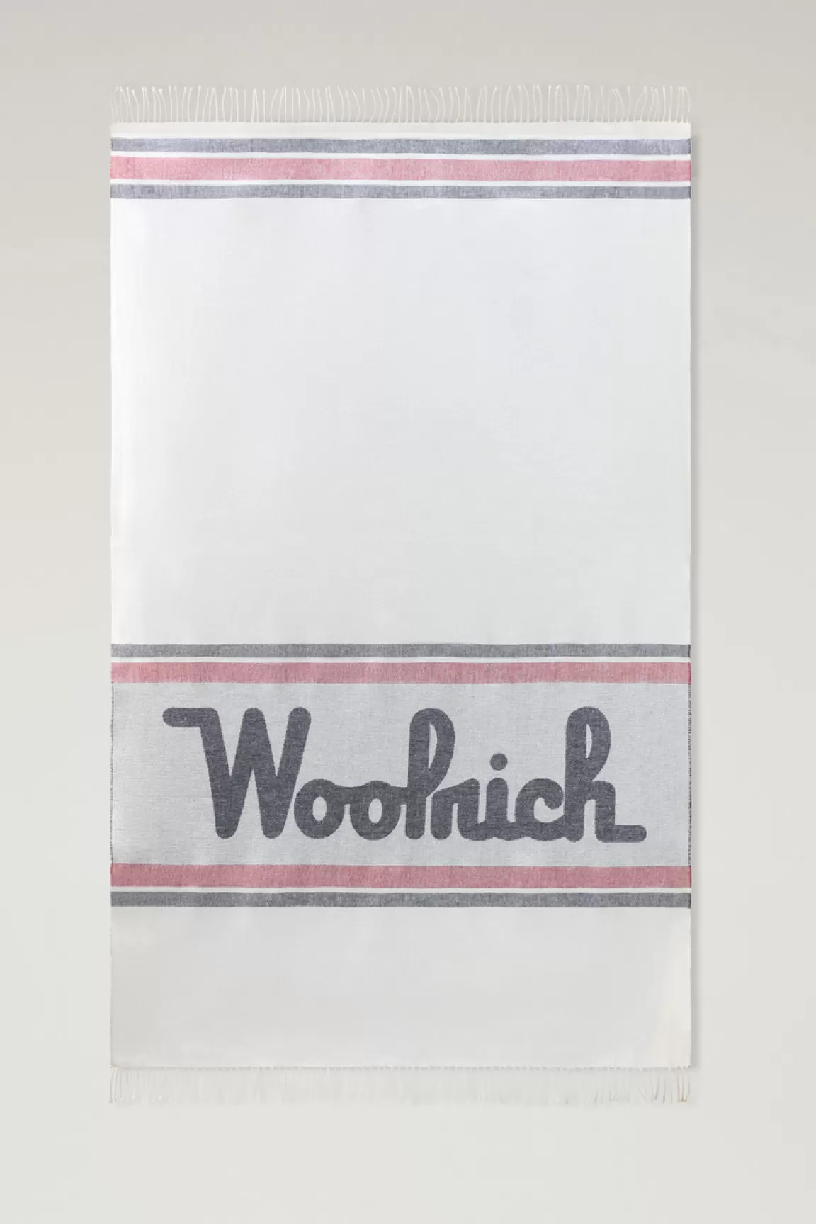 Donna/Uomo Woolrich Coperte | Coperte>Coperta In Misto Lino E Cotone Con Logo Jacquard