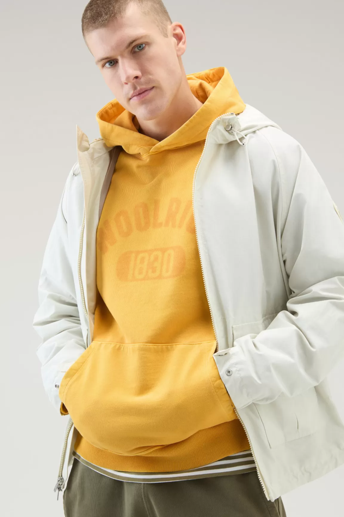 Uomo Woolrich Felpe>Felpa 1830 Tinta In Capo In Puro Cotone Con Cappucccio