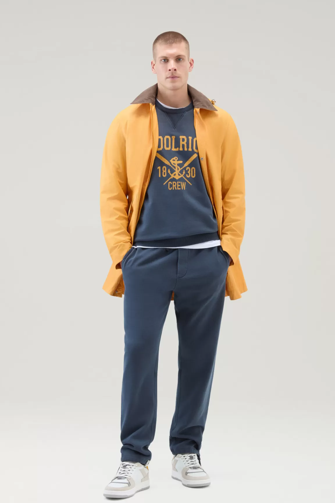 Uomo Woolrich Felpe>Felpa Girocollo Tinta In Capo In Puro Cotone Con Stampa
