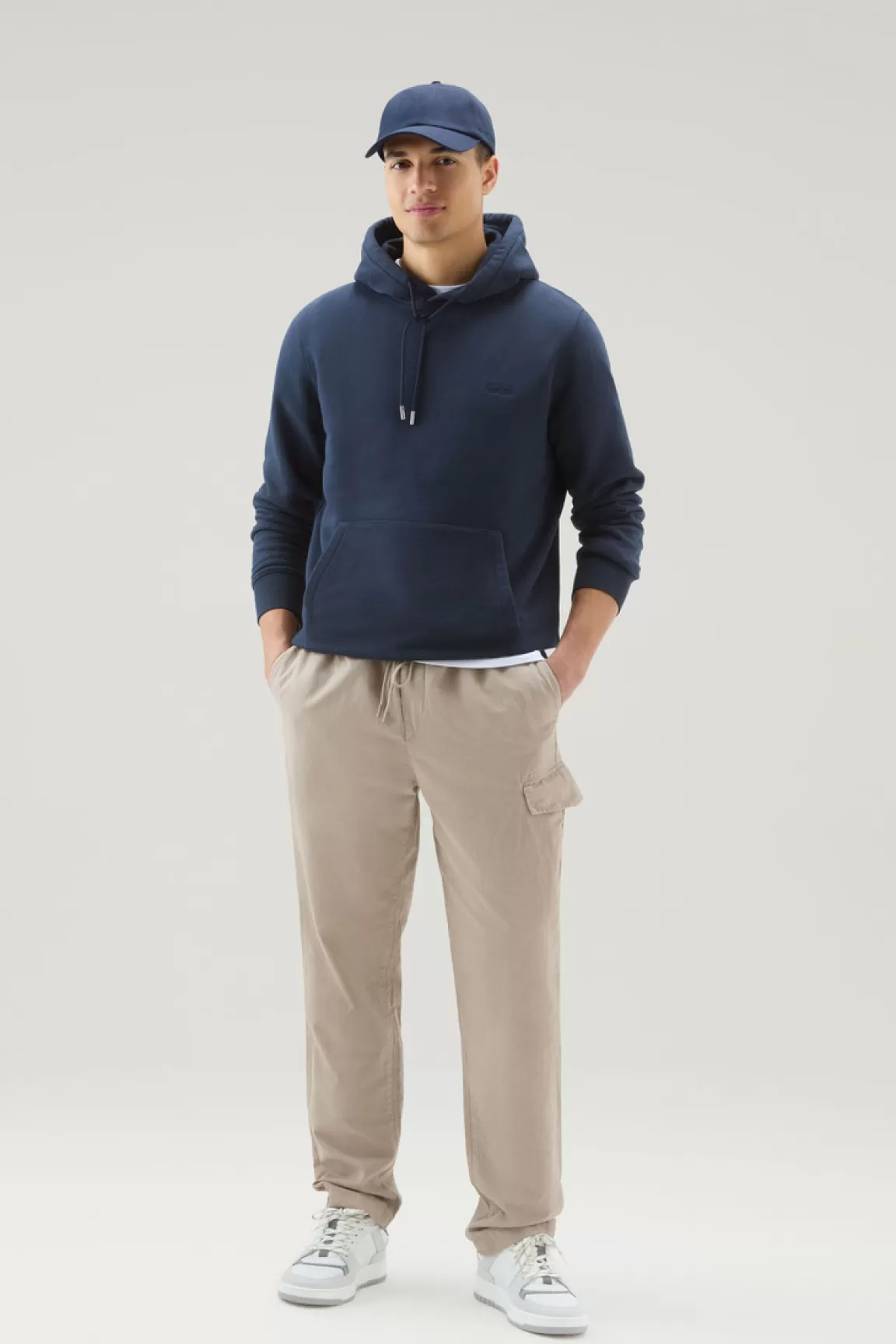 Uomo Woolrich Felpe>Felpa In Misto Cotone Con Cappuccio E Logo Ricamato