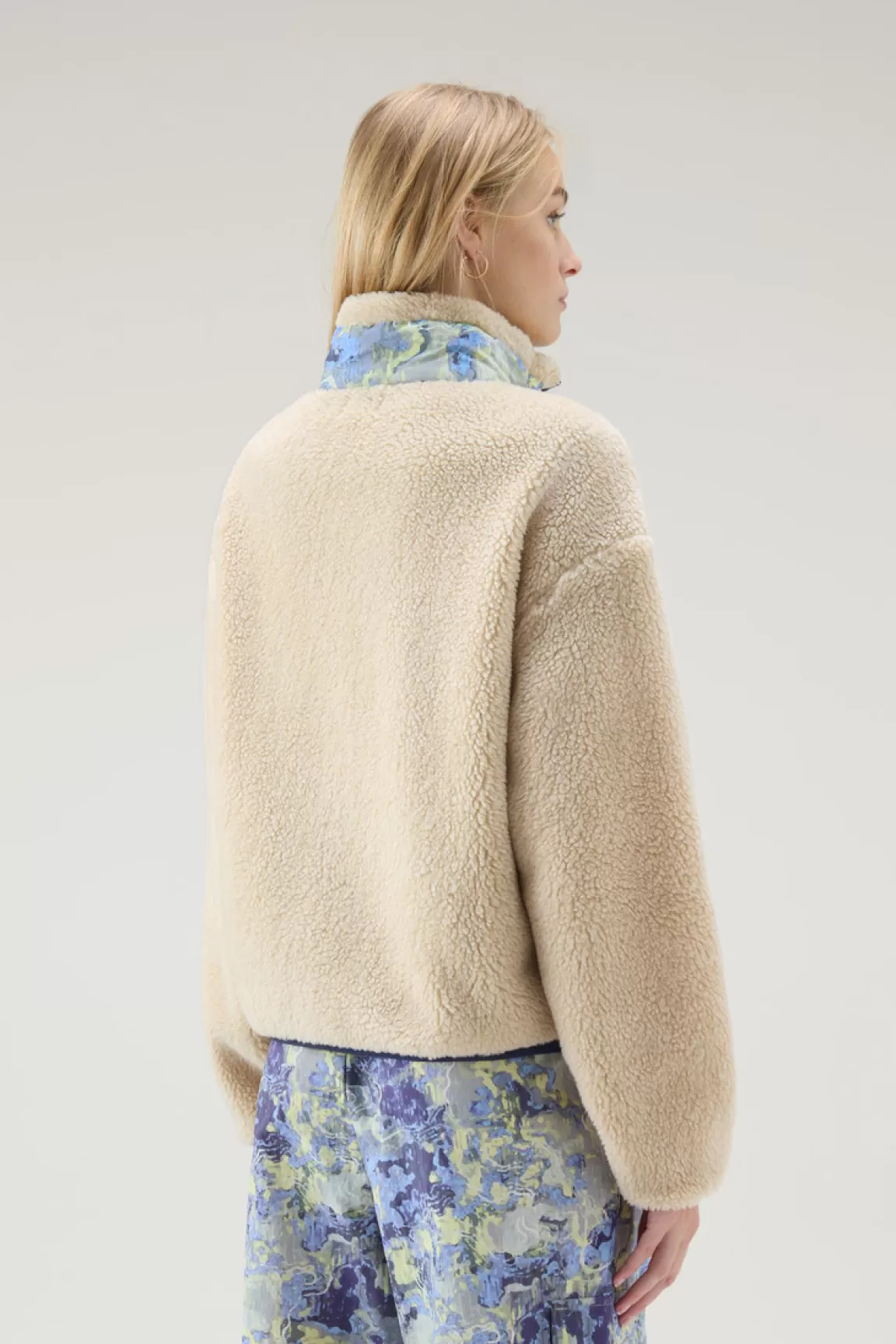 Donna Woolrich Felpe>Felpa In Sherpa A Collo Alto Con Dettagli In CORDURA