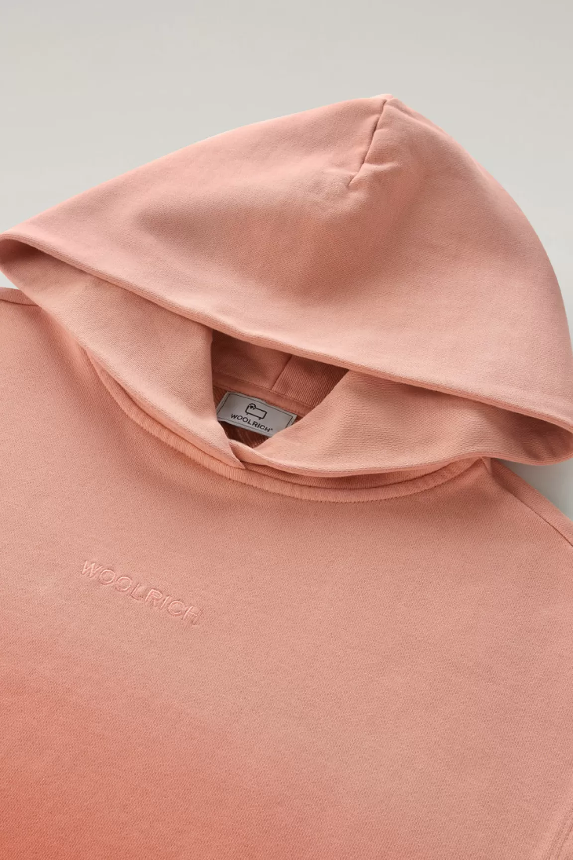Donna Woolrich Felpe>Felpa Smanicata Con Cappuccio In Puro Cotone Tinta In Capo