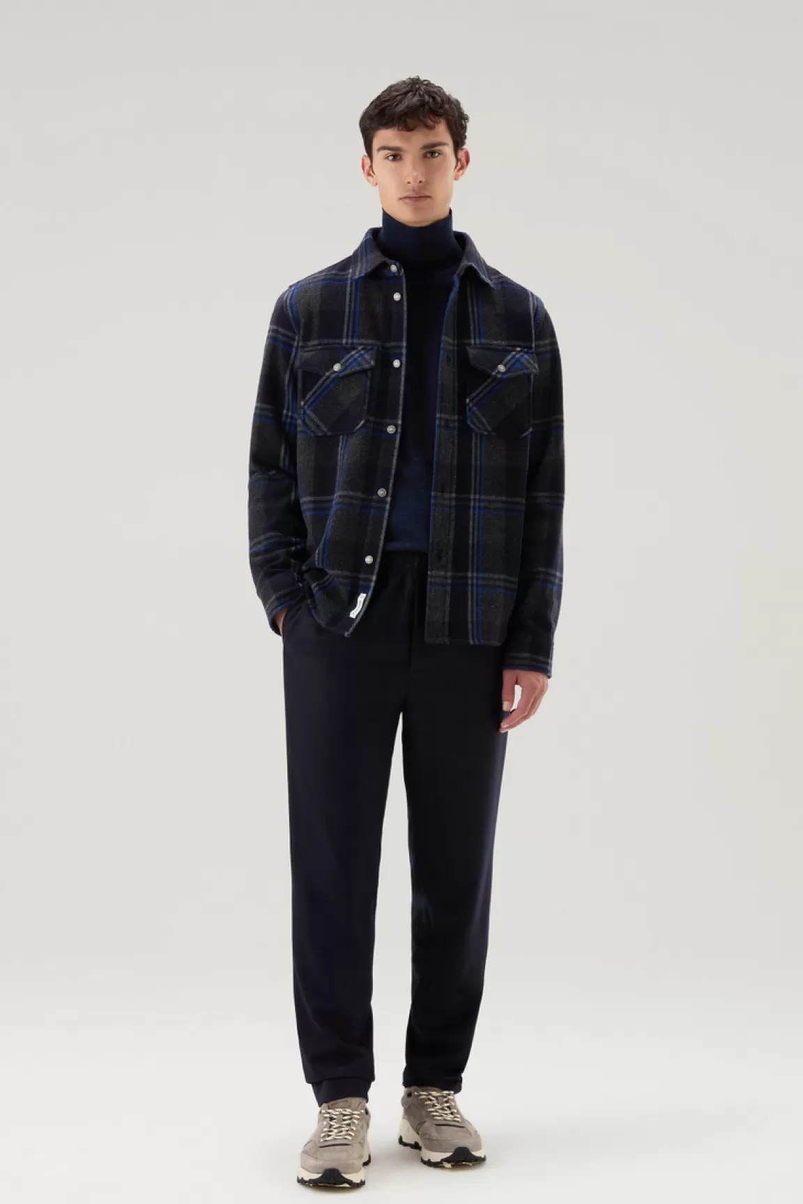 Uomo Woolrich Giacche a camicia>Giacca A Camicia Alaskan A Quadri In Misto Lana Italiana Riciclata