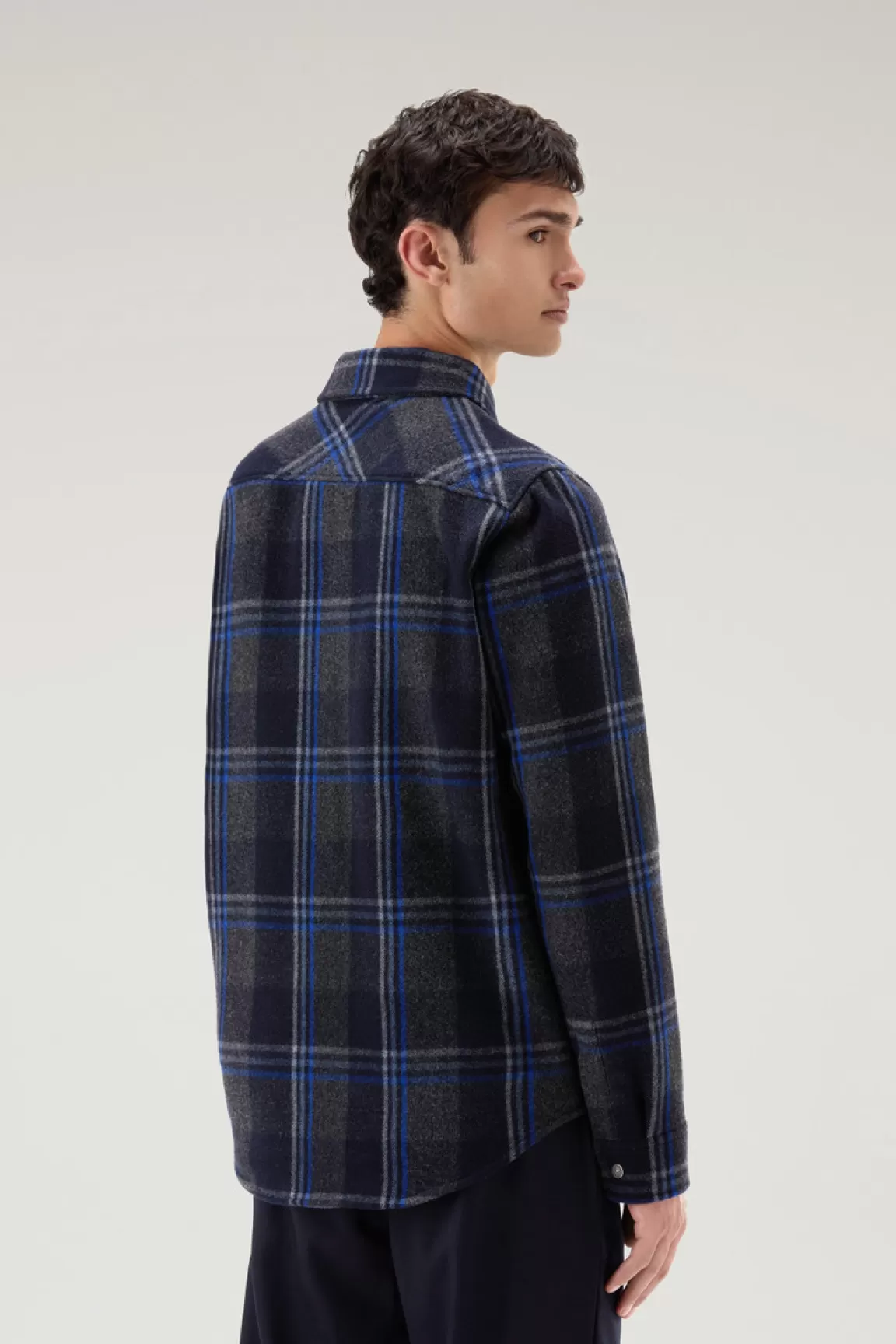 Uomo Woolrich Giacche a camicia>Giacca A Camicia Alaskan A Quadri In Misto Lana Italiana Riciclata
