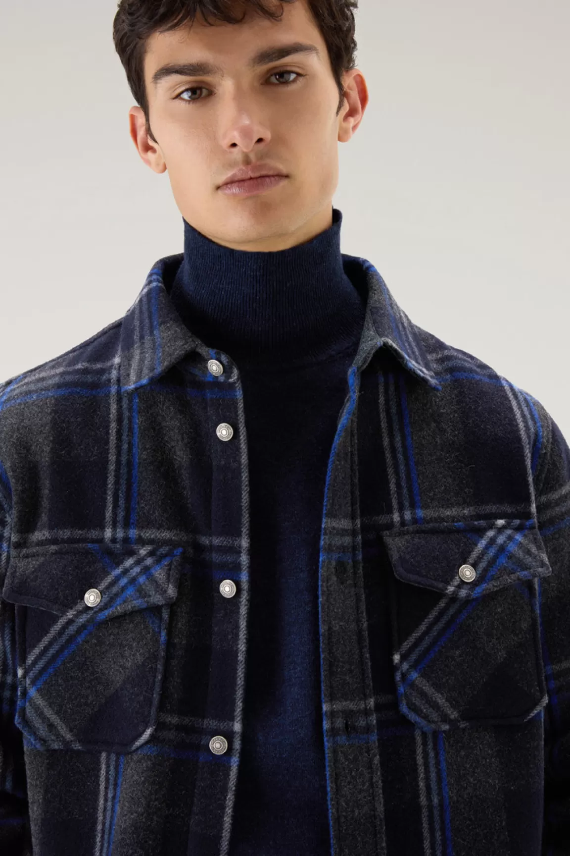 Uomo Woolrich Giacche a camicia>Giacca A Camicia Alaskan A Quadri In Misto Lana Italiana Riciclata