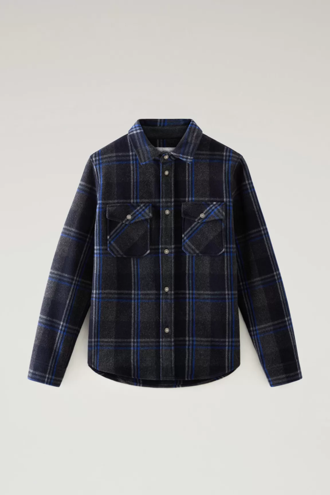 Uomo Woolrich Giacche a camicia>Giacca A Camicia Alaskan A Quadri In Misto Lana Italiana Riciclata