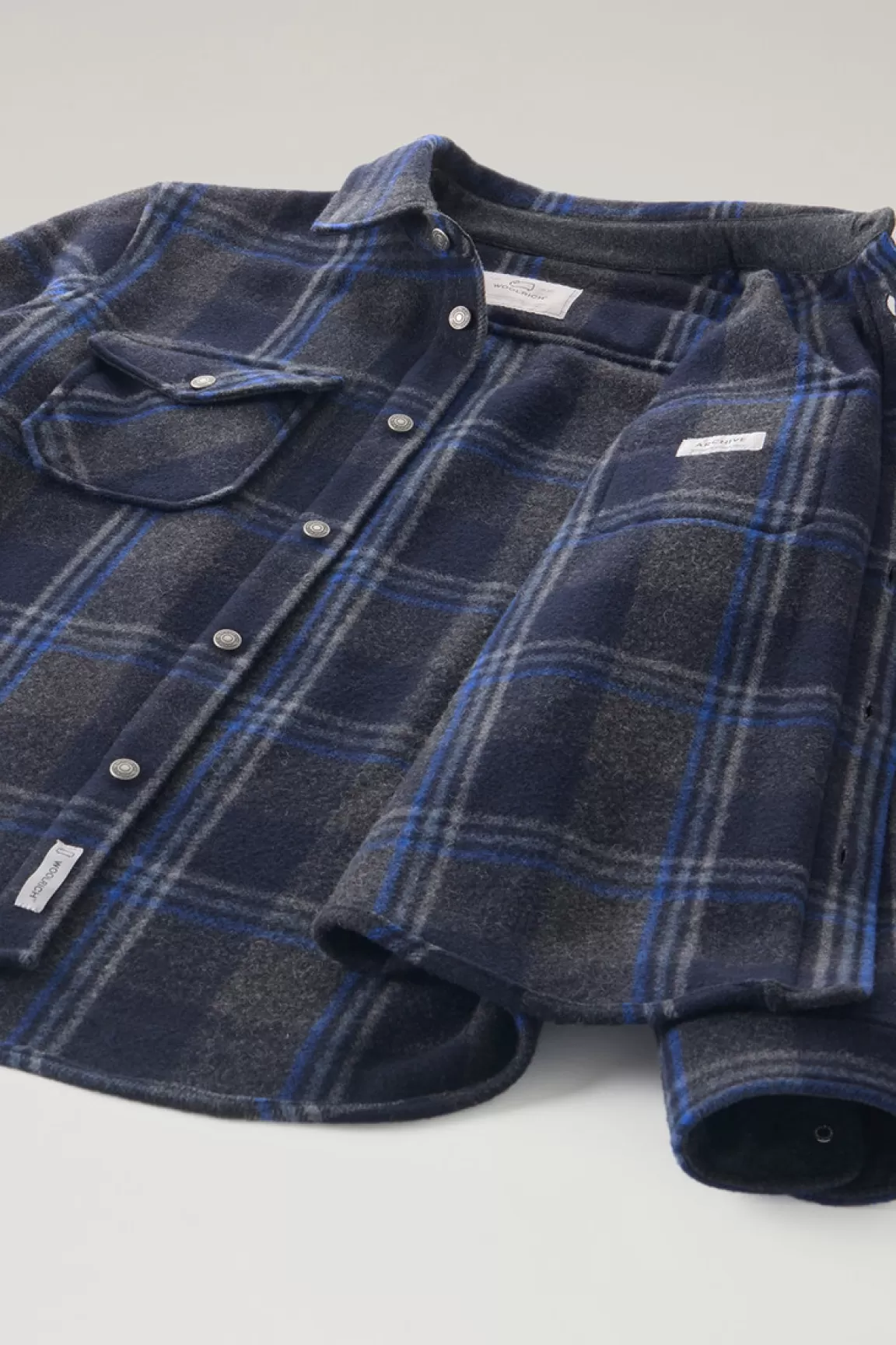 Uomo Woolrich Giacche a camicia>Giacca A Camicia Alaskan A Quadri In Misto Lana Italiana Riciclata