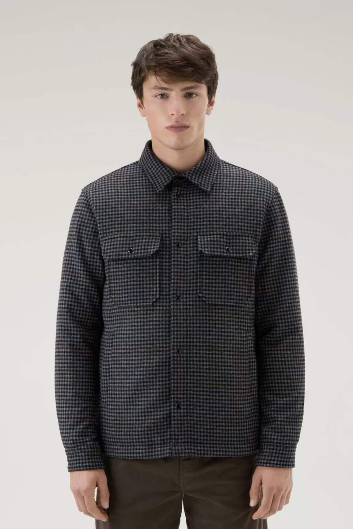 Uomo Woolrich Giacche a camicia | Giacche>Giacca A Camicia Imbottita Alaskan A Quadri In Misto Lana Italiana Riciclata