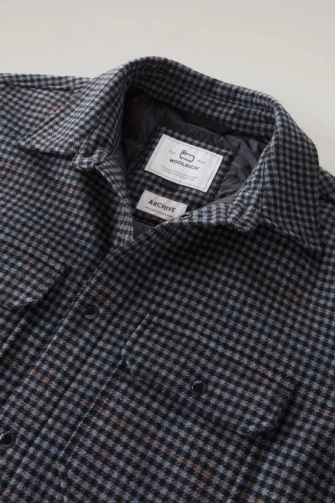 Uomo Woolrich Giacche a camicia | Giacche>Giacca A Camicia Imbottita Alaskan A Quadri In Misto Lana Italiana Riciclata