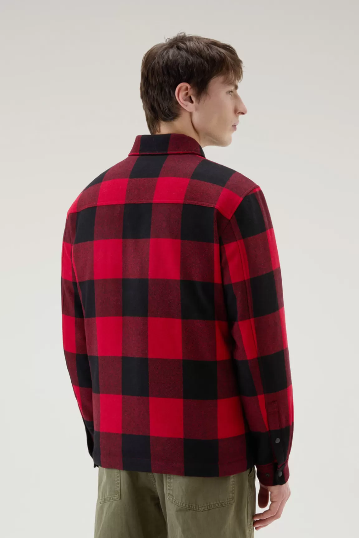 Uomo Woolrich Giacche a camicia | Giacche>Giacca A Camicia Imbottita Alaskan A Quadri In Misto Lana Italiana Riciclata