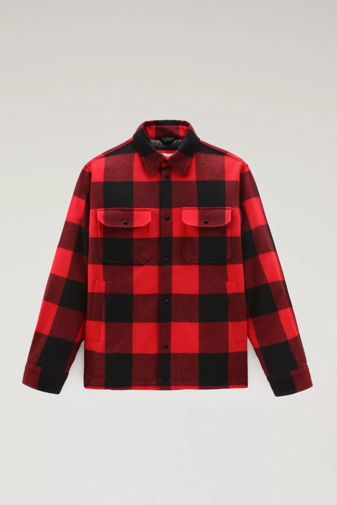 Uomo Woolrich Giacche a camicia | Giacche>Giacca A Camicia Imbottita Alaskan A Quadri In Misto Lana Italiana Riciclata
