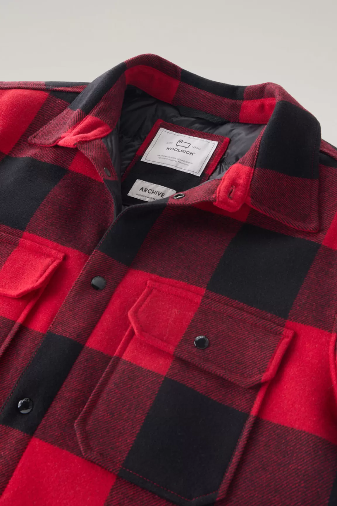 Uomo Woolrich Giacche a camicia | Giacche>Giacca A Camicia Imbottita Alaskan A Quadri In Misto Lana Italiana Riciclata