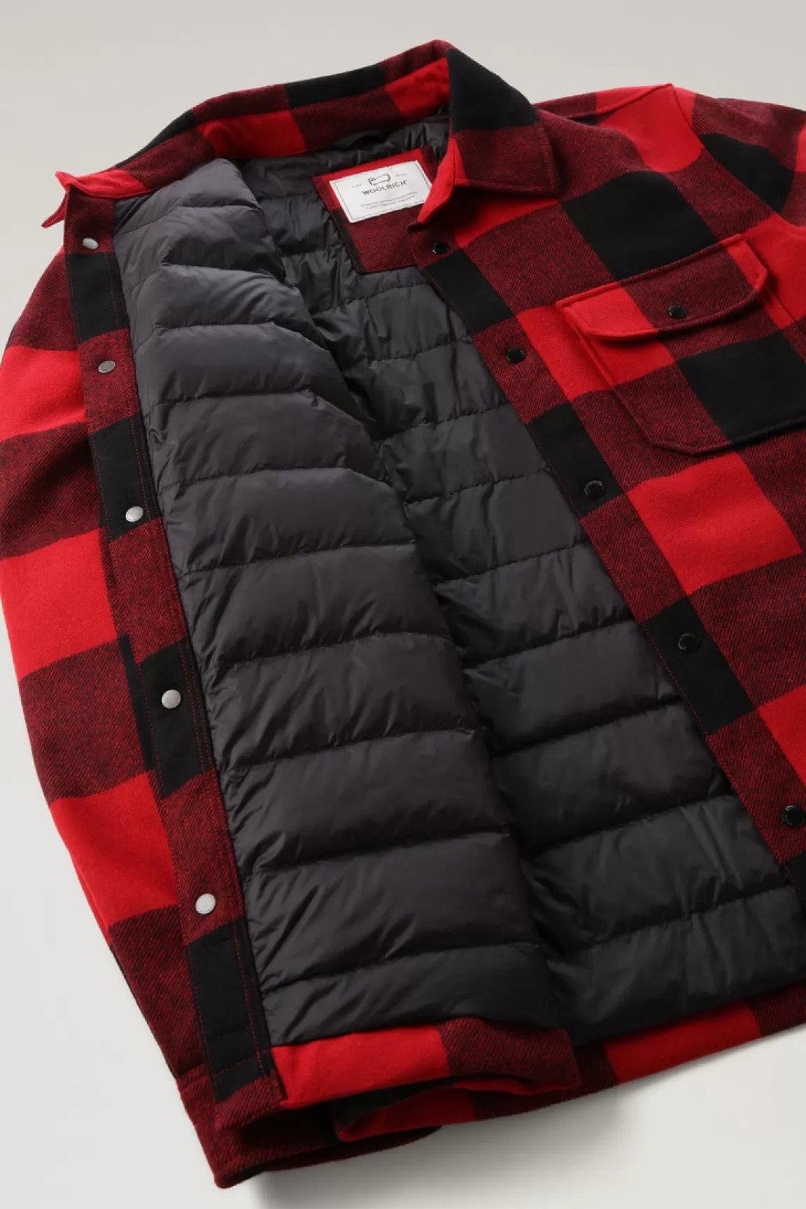 Uomo Woolrich Giacche a camicia | Giacche>Giacca A Camicia Imbottita Alaskan A Quadri In Misto Lana Italiana Riciclata