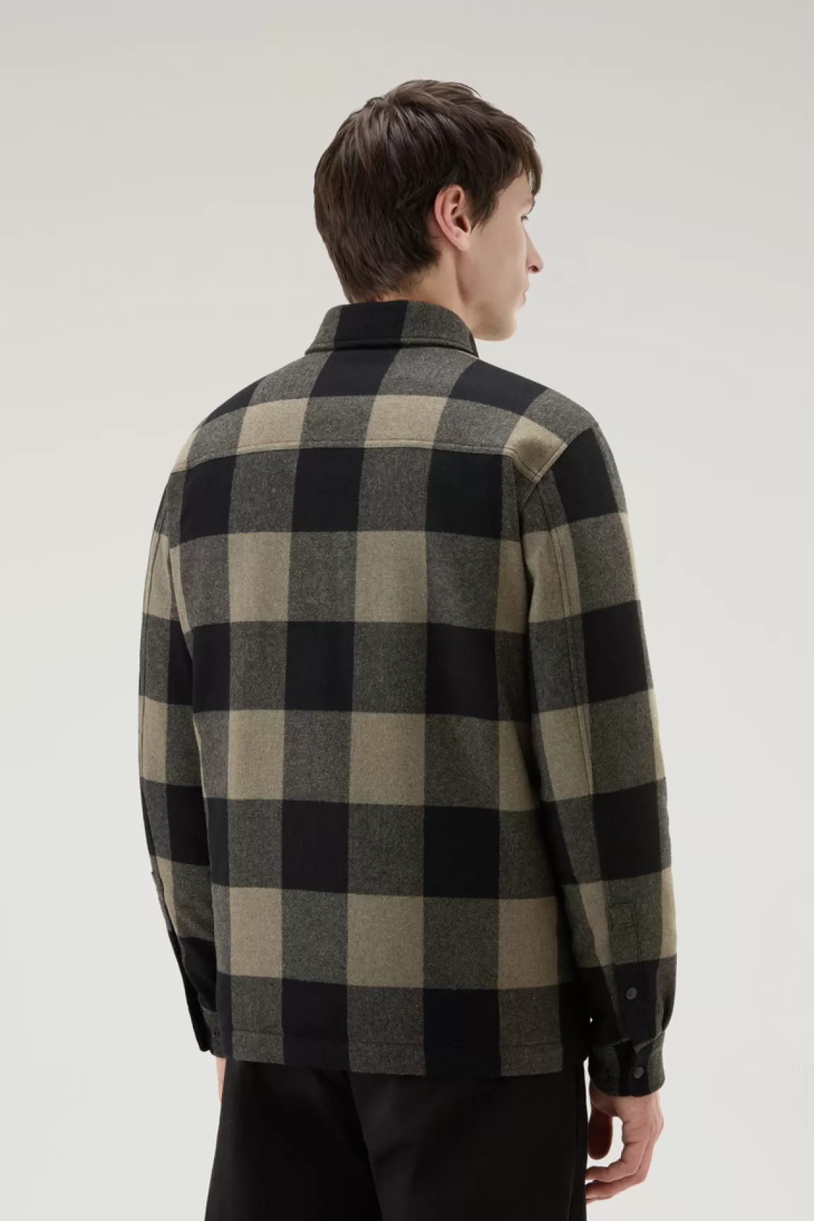 Uomo Woolrich Giacche a camicia | Giacche>Giacca A Camicia Imbottita Alaskan A Quadri In Misto Lana Italiana Riciclata