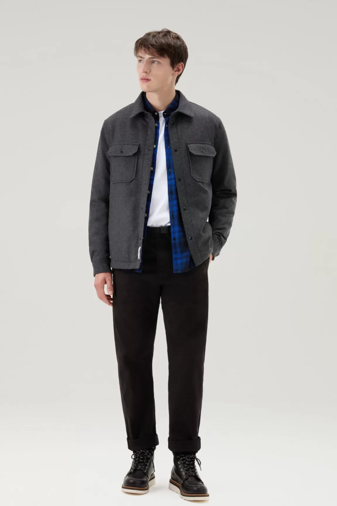 Uomo Woolrich Giacche a camicia | Giacche>Giacca A Camicia Imbottita Alaskan In Misto Lana Italiana Riciclata