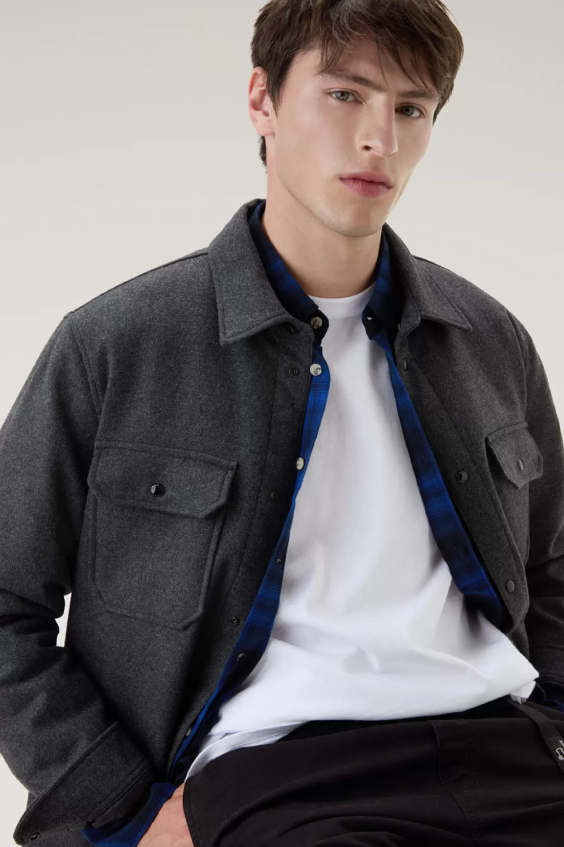 Uomo Woolrich Giacche a camicia | Giacche>Giacca A Camicia Imbottita Alaskan In Misto Lana Italiana Riciclata