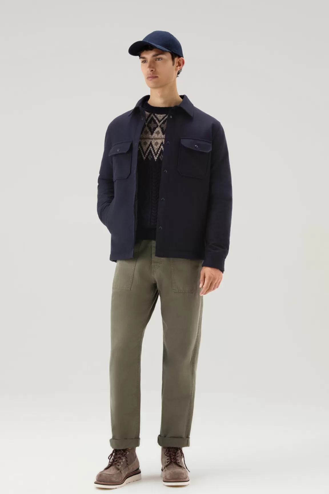 Uomo Woolrich Giacche a camicia | Giacche>Giacca A Camicia Imbottita Alaskan In Misto Lana Italiana Riciclata
