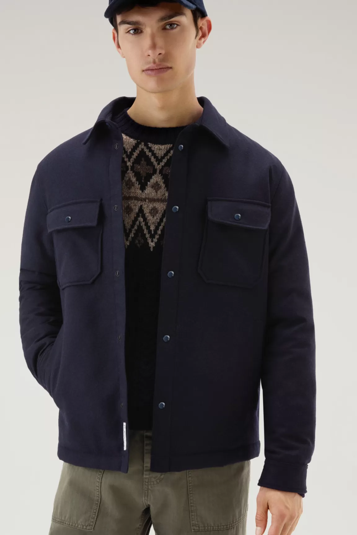 Uomo Woolrich Giacche a camicia | Giacche>Giacca A Camicia Imbottita Alaskan In Misto Lana Italiana Riciclata
