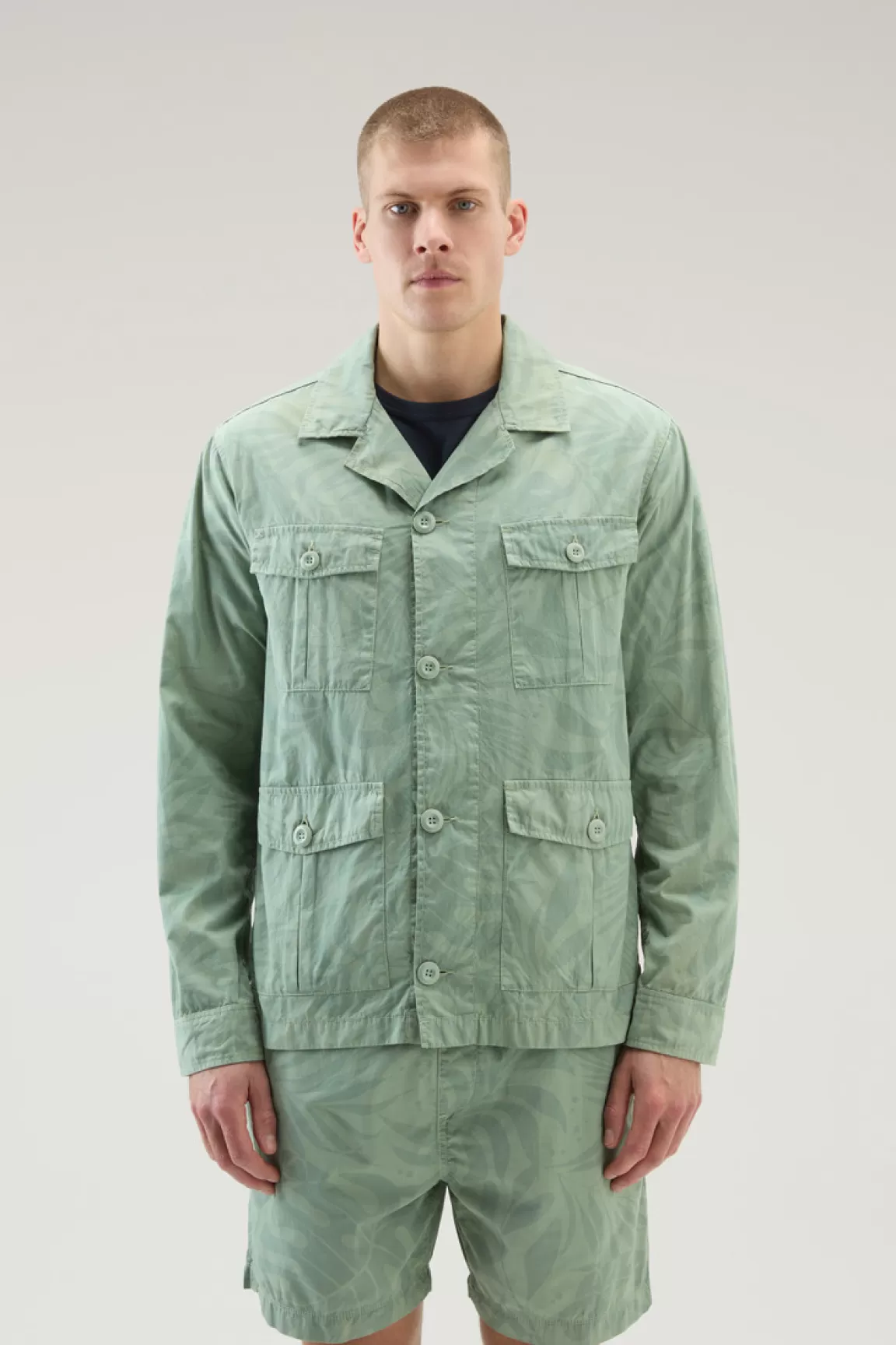 Uomo Woolrich Giacche a camicia>Giacca A Camicia Tinta In Capo In Puro Cotone Stampato