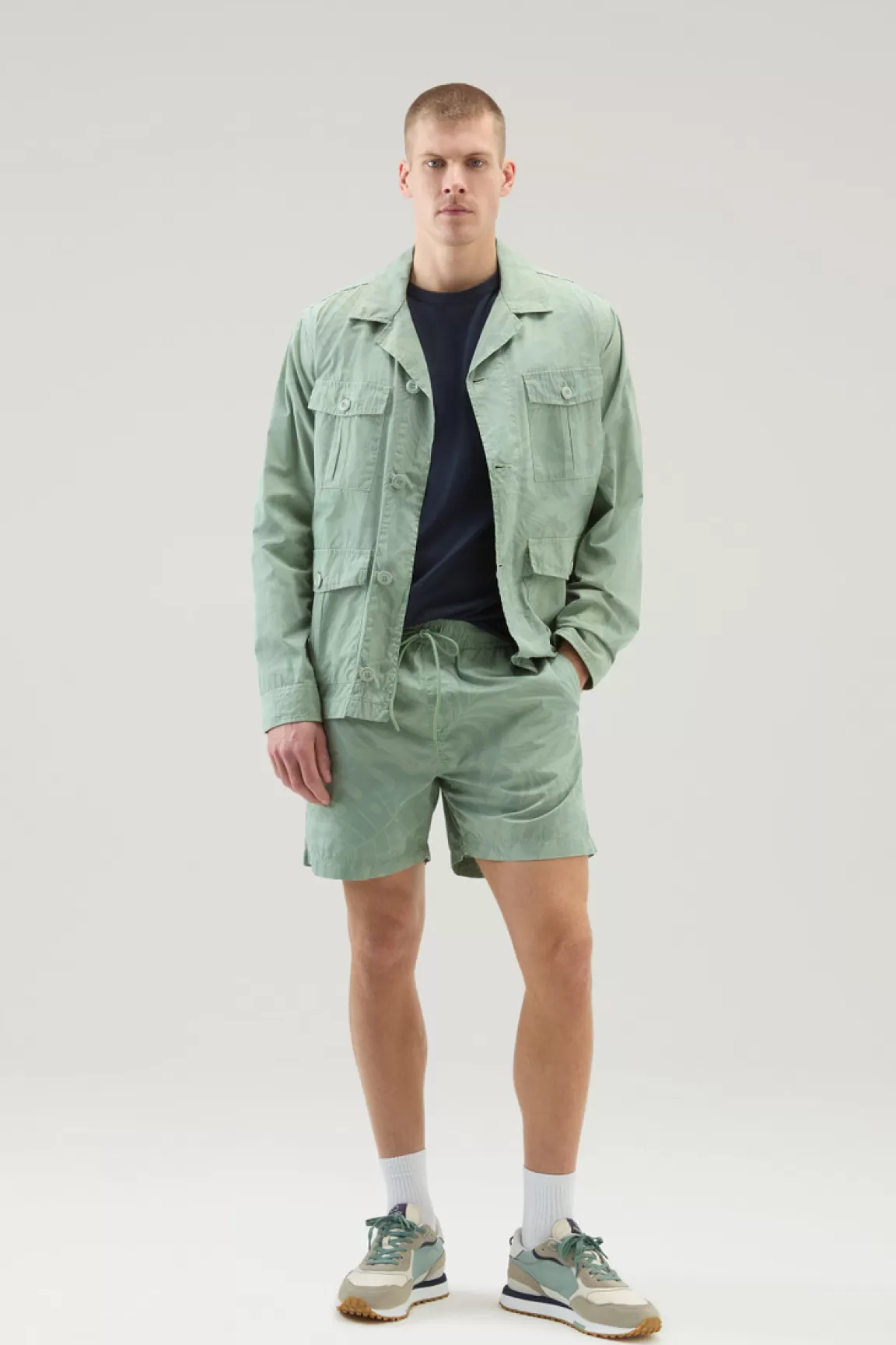 Uomo Woolrich Giacche a camicia>Giacca A Camicia Tinta In Capo In Puro Cotone Stampato