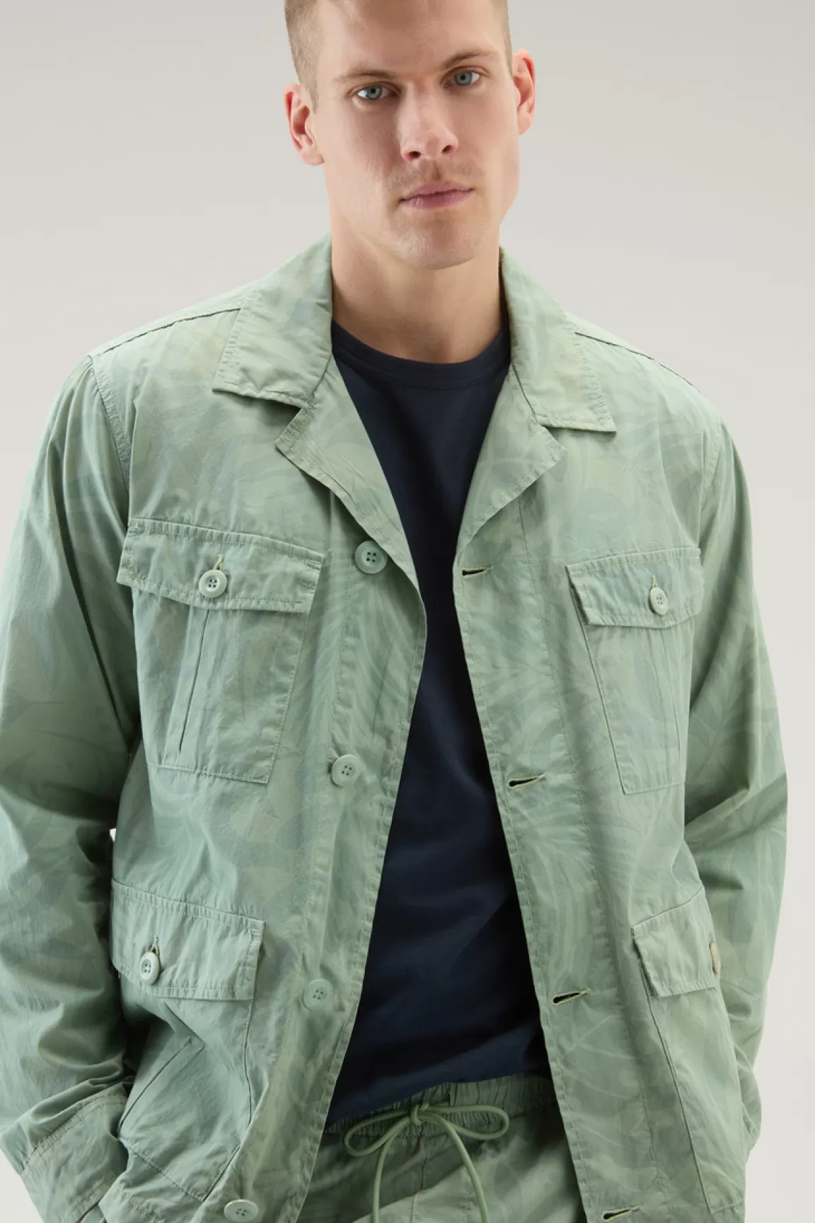 Uomo Woolrich Giacche a camicia>Giacca A Camicia Tinta In Capo In Puro Cotone Stampato