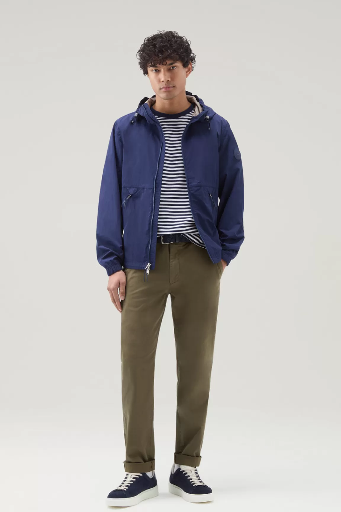 Uomo Woolrich Giacche>Giacca A Vento In Nylon Crinkle Con Cappuccio