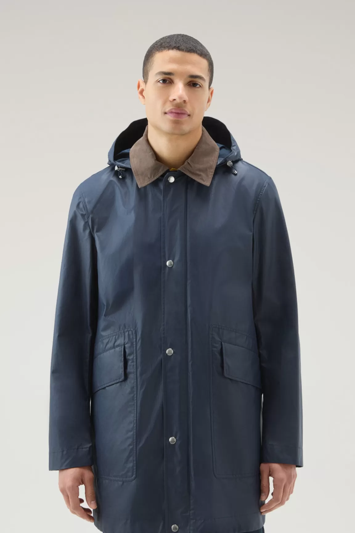 Uomo Woolrich Cappotti>Giacca Waxed Con Cappuccio Staccabile