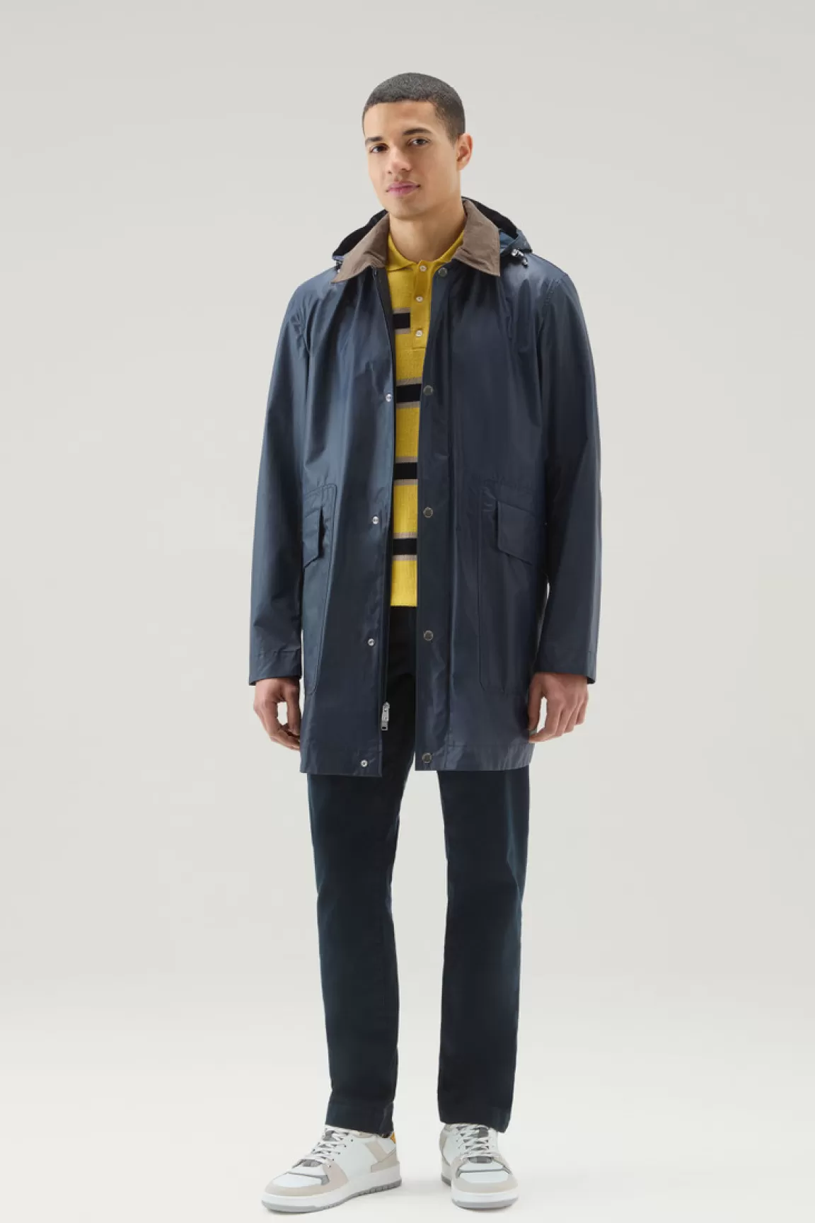 Uomo Woolrich Cappotti>Giacca Waxed Con Cappuccio Staccabile